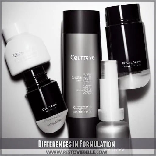 Differences in Formulation