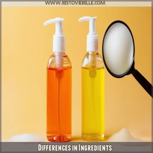 Differences in Ingredients