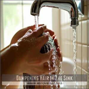 Dampening Hair in The Sink