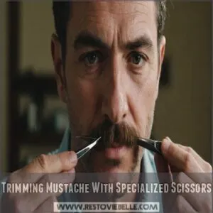 Trimming Mustache With Specialized Scissors