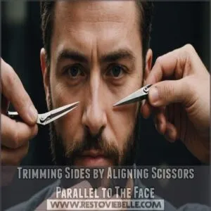 Trimming Sides by Aligning Scissors Parallel to The Face